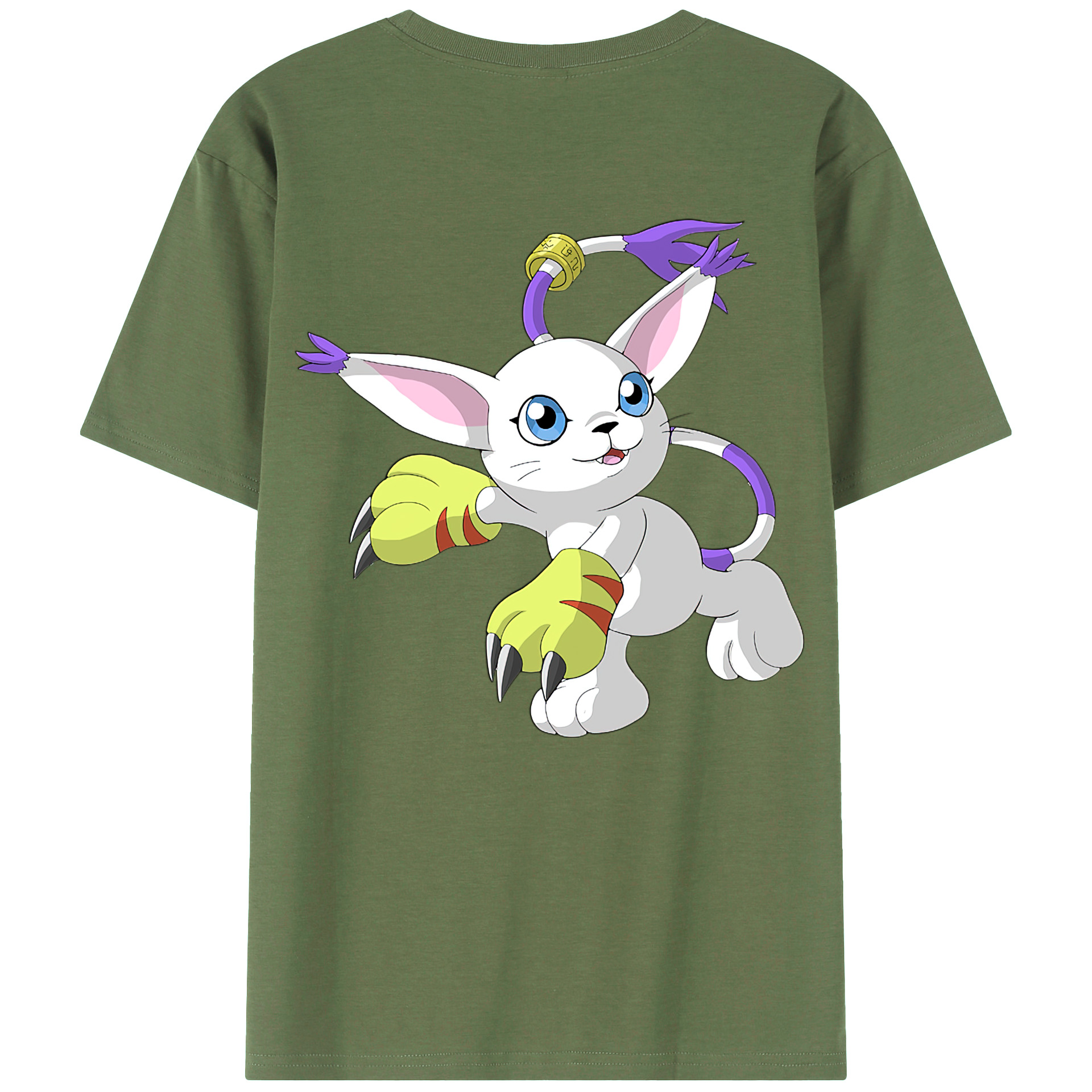 （画像用） Digimon デジタルモンスター/デジモン 綿100％ メンズ半袖Tシャツ（バックプリント） 通気性
